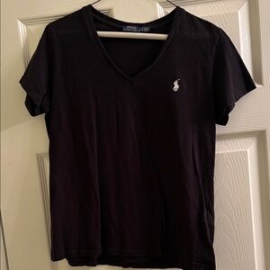 Polo by Ralph Lauren Women's Black V-Neck Tee